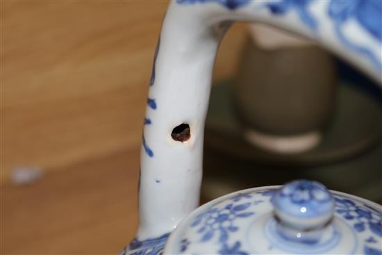 Two Chinese blue and white teapots tallest 23cm
